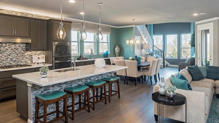 Great Room featuring teal color theme