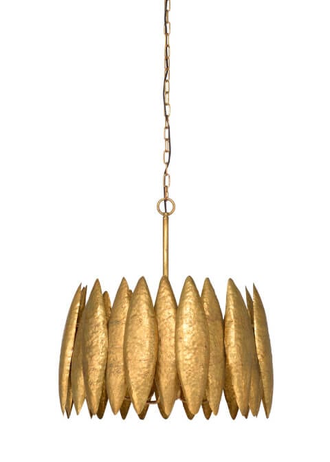 Hammered gold iron chandelier