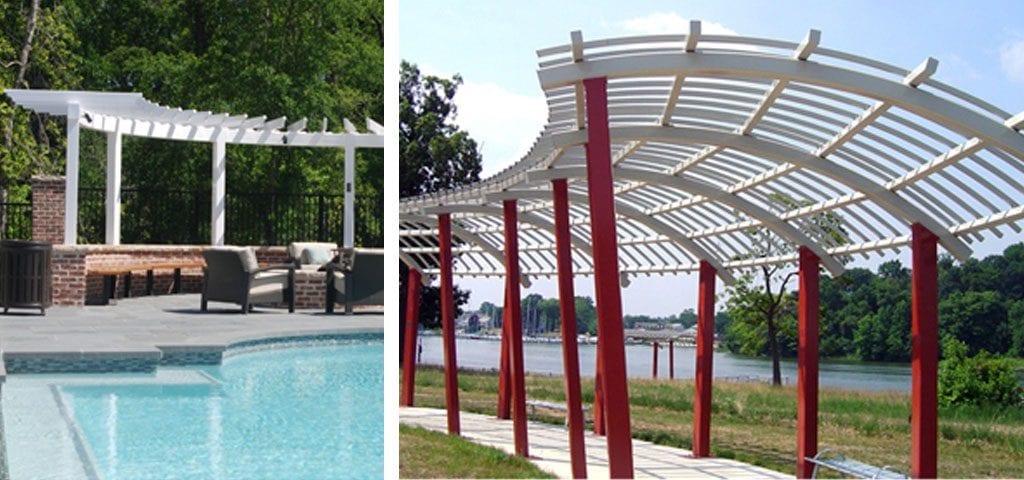 Poligon structure around a pool and park