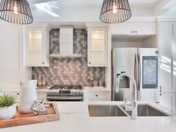 White kitchen with smart fridge