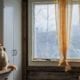 Rustic design kitchen with a cat on the counter.